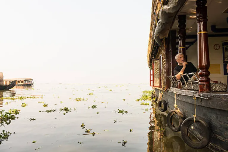 Tourist on House boat in Alleppey