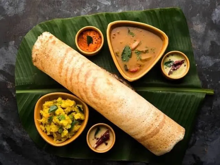 Dosa Ghee Roast with Kerala-Style Sambar