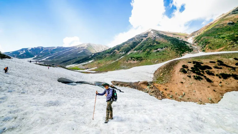 Man hiking in Sonamarg, Kashmir