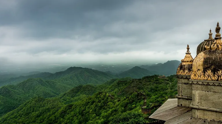 Aerial view of Kumbalgarh Wildlife Sanctuary from the fort