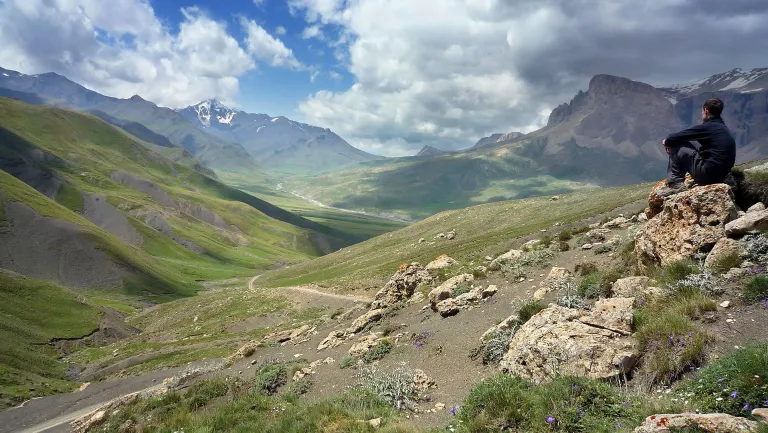 View over the Khinalug valley