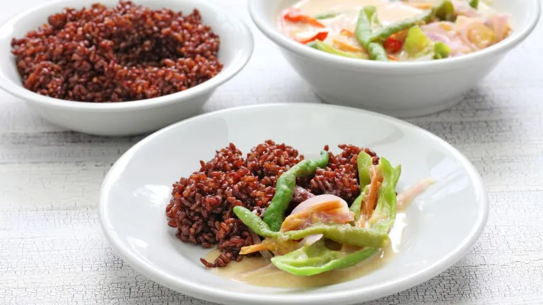 National dish of Bhutan with Bhutanese red rice