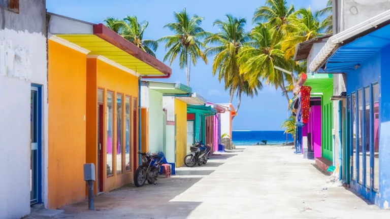 Shopping street in Maafushi, Maldives