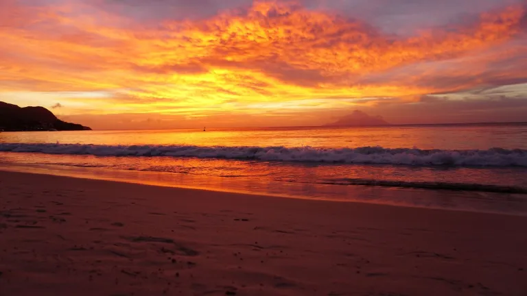 Sunset at Beau Vallon beach