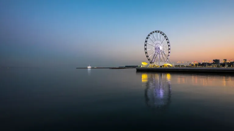 Baku ferris wheel at sunset