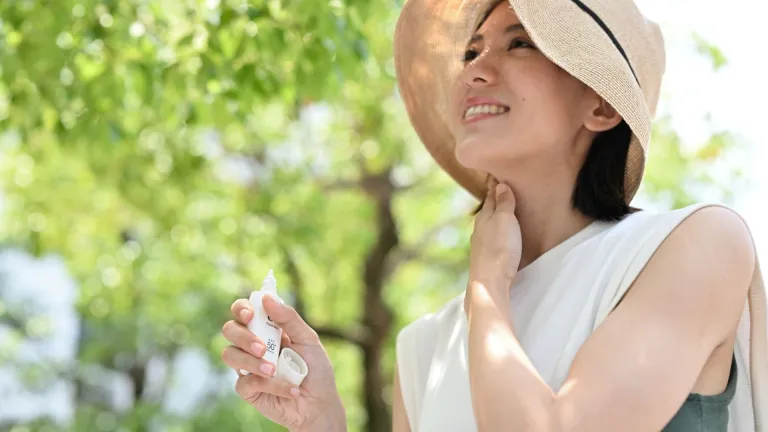 Applying sunscreen