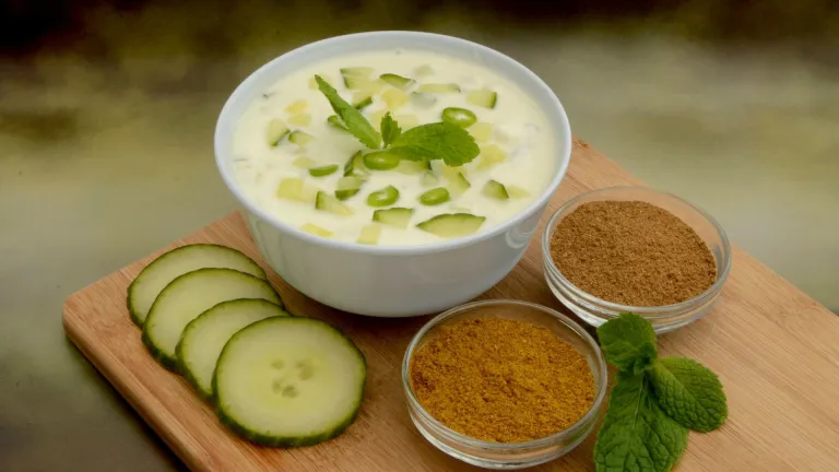 Raita with cooling cucumber