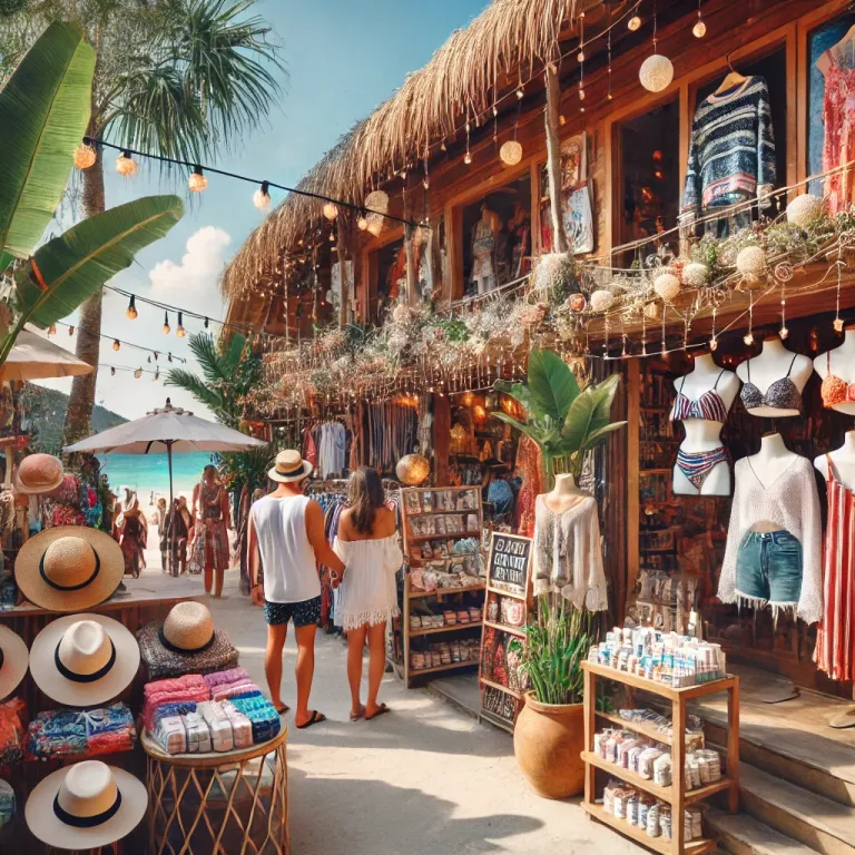 Loh Dalum Bay shopping scene in Phi Phi Islands.