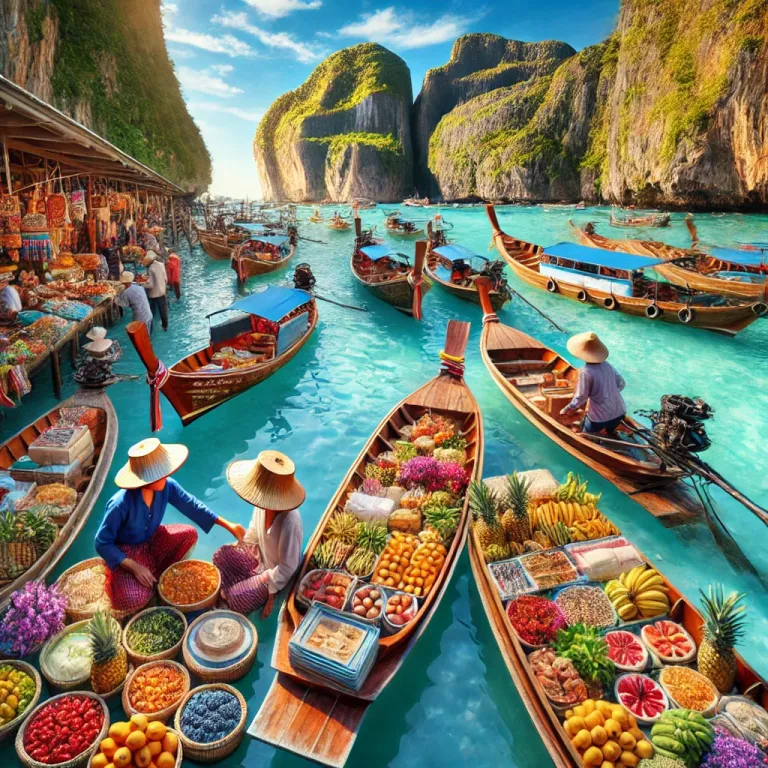 Floating Markets around Phi Phi Leh.