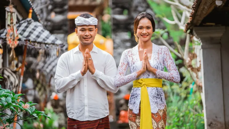 Balinese couple greeting the camera