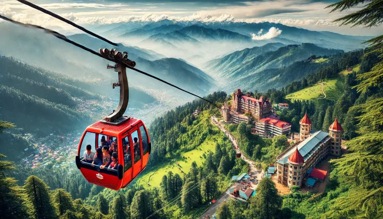 A breathtaking aerial view of the Jakhoo Ropeway.