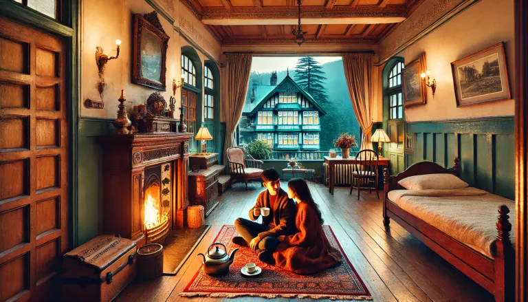 Couple staying in a heritage cottage in Shimla.