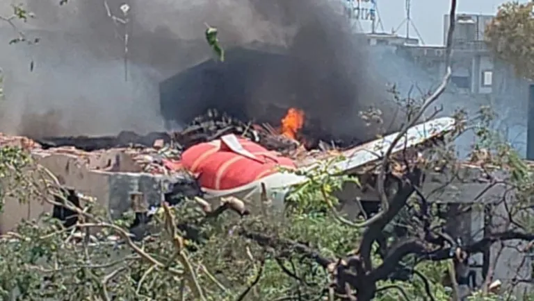 Visuals of India Flight that crashed into residential area in Ahmedabad