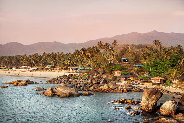 Beautiful view of sunset beach in Goa