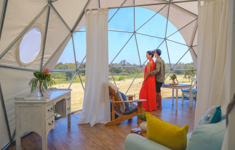 Private dome near the Margaret River at Mile End Glamping