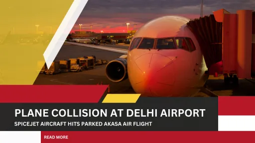 image for article Plane Collision at Delhi Airport: SpiceJet Aircraft Hits Parked Akasa Air Flight