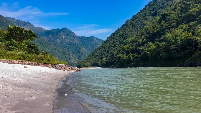 The Ganges flowing through the scenic Shivpuri valley.