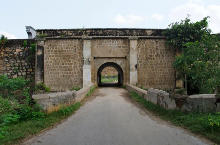 One of the entrance gate of Srirangapatna Fort, built by the Timmanna Nayaka in 1454, the fort came to prominence during the rule of Tipu Sultan, Srirangapatna, Karnataka, India