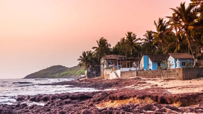 Arabian Sea at sunset in Anjuna beach, North Goa