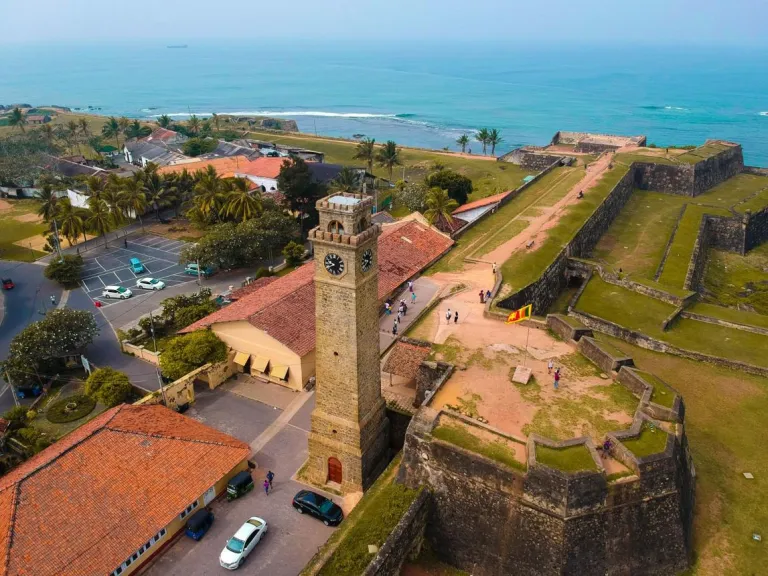 Aerial shot of the Galle Dutch Fort in sri lanka