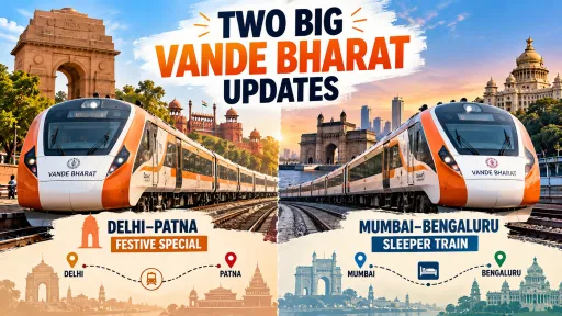 image for article Vande Bharat Train : Delhi-Patna and Mumbai-Bengaluru Lines Update
