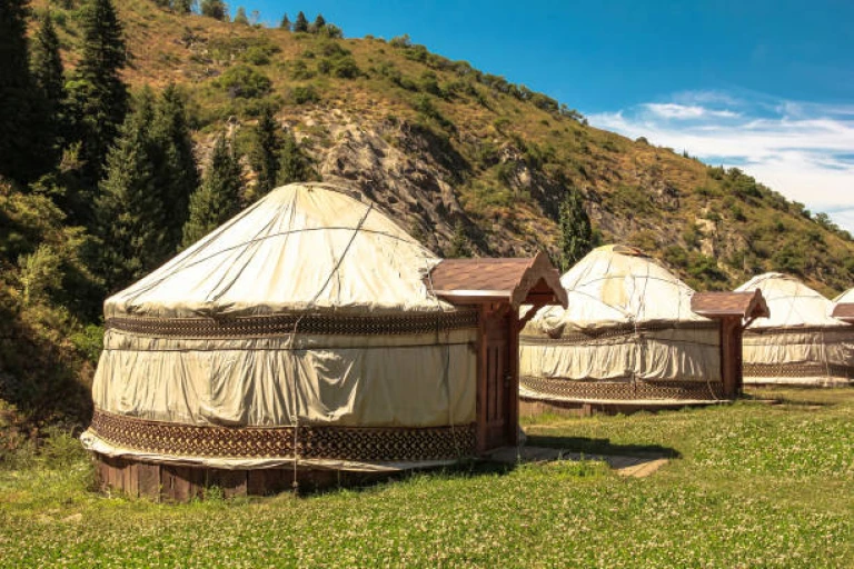 Yurts in the mountains, Kazakhstan