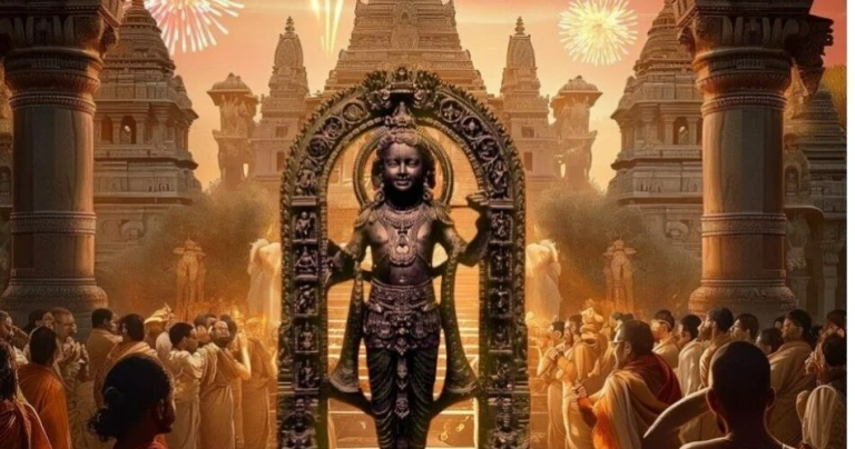 Illustration of Lord Ram in Ayodhya