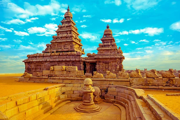 Mahabalipuram: Tamil Nadu&#039;s coastal gem, home to UNESCO-listed rock-cut temples.