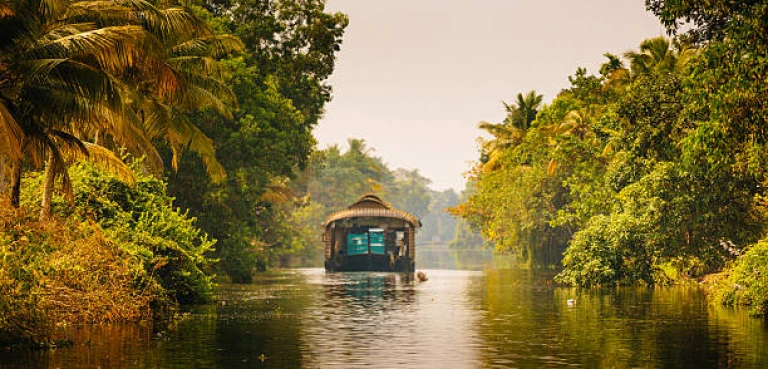 Houseboat on the Kerala Backwaters in South of India