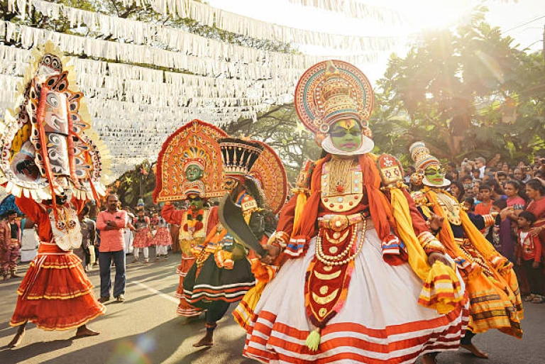 Traditional Kathakali dance on New Year carnival 