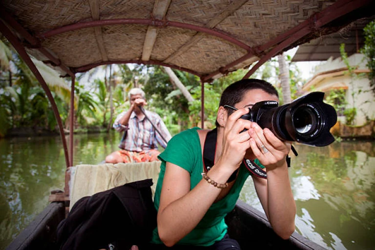 Tourist photographing in Kerala