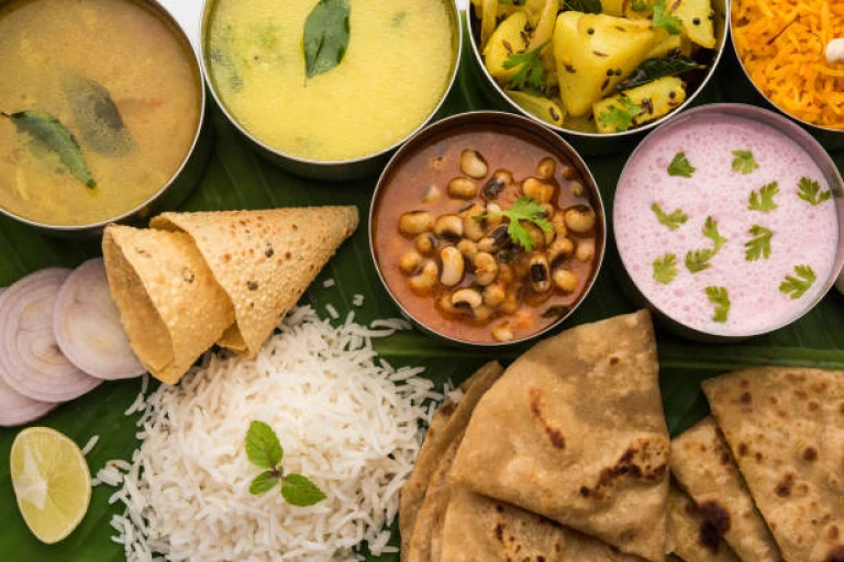 Vegetarian food thali or platter from Maharashtra