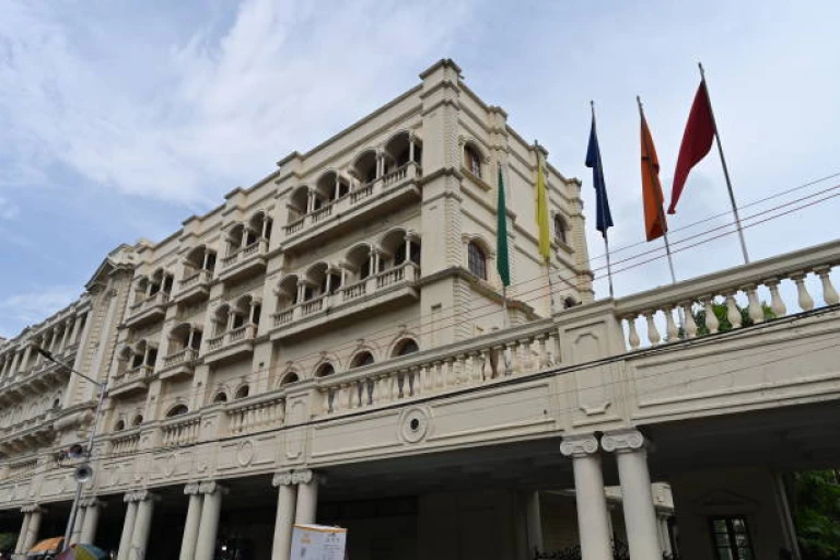 Iconic Grand Hotel at Esplanade, Dharmatala, Kolkata, India.