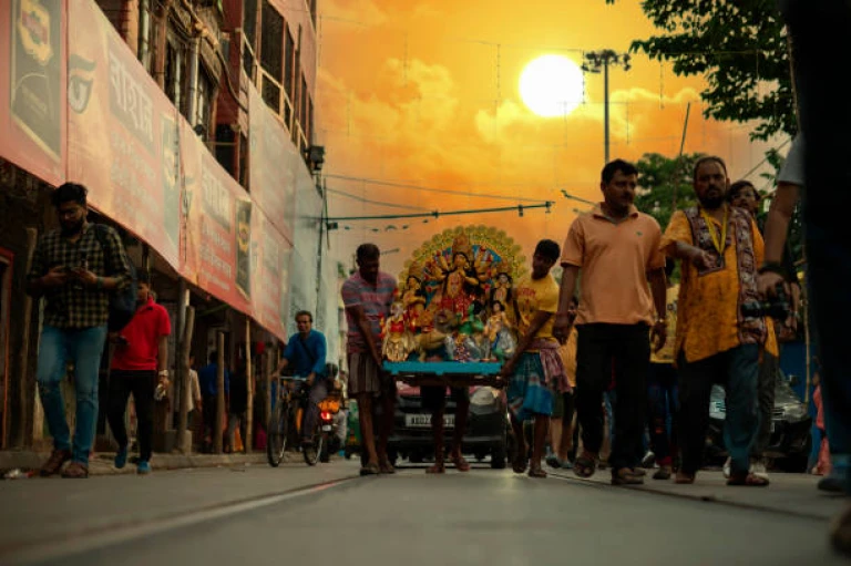 Devi Durga going to puja pandal 