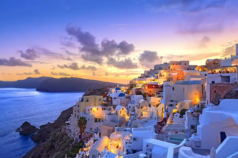 Chase sunsets in Santorini&#039;s white-washed villages and volcanic beaches.